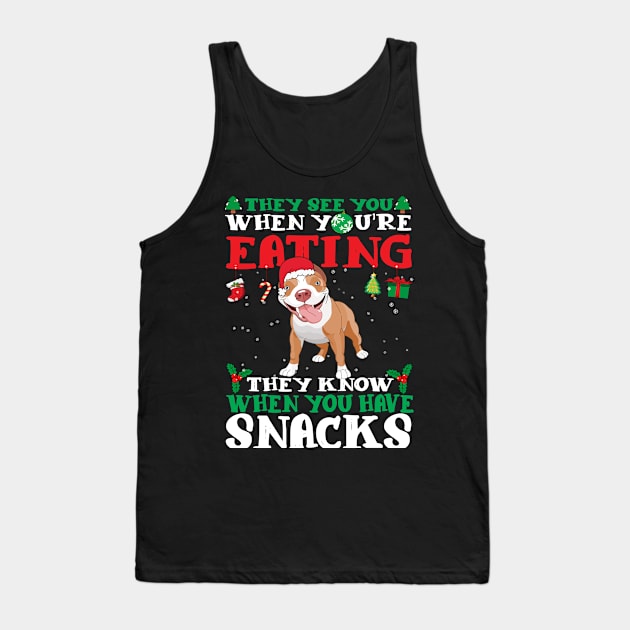 Christmas Dog Eating Snacks Tank Top by CyberpunkTees